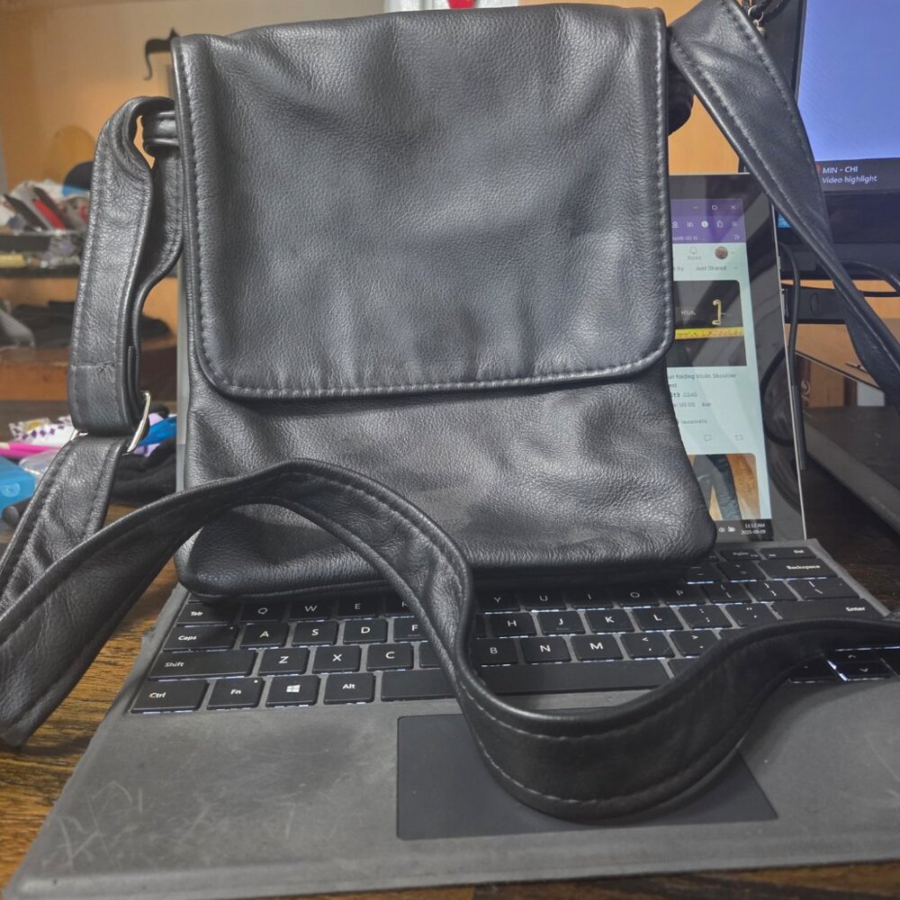 One of a kind Black leather crossbody